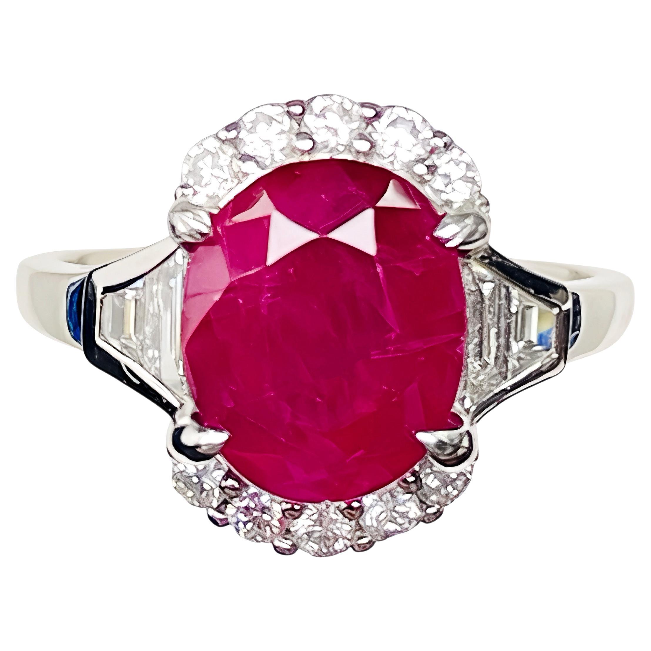 Certificat GRS 5.01 Ct Naturel non chauffé Mogok Burma Ruby  Couleur rouge avec anneau en vente
