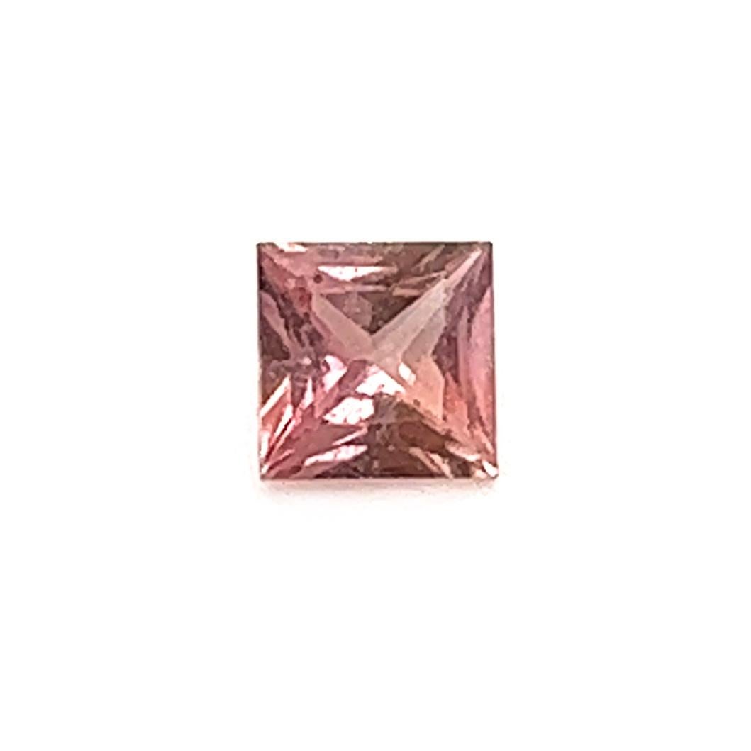 Brilliant Cut GRS Certified 0.47 Carat Padparadscha Sapphire, Square Sapphire Princess Cut For Sale