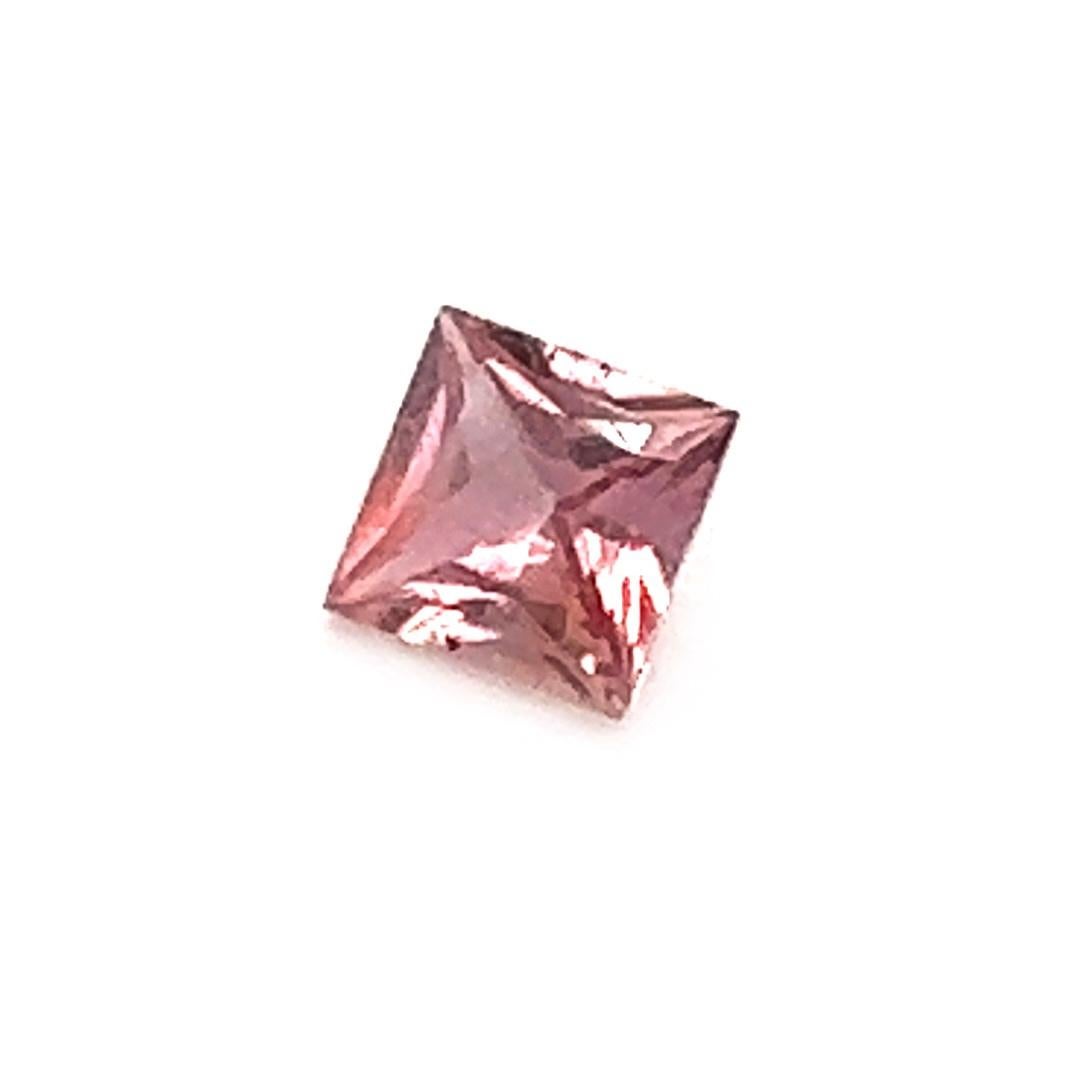 GRS Certified 0.47 Carat Padparadscha Sapphire, Square Sapphire Princess Cut In New Condition For Sale In Los Angeles, CA
