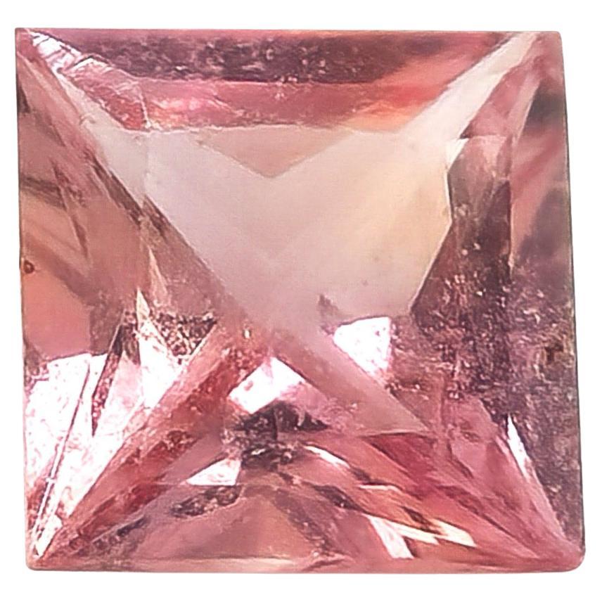 GRS Certified 0.47 Carat Padparadscha Sapphire, Square Sapphire Princess Cut For Sale
