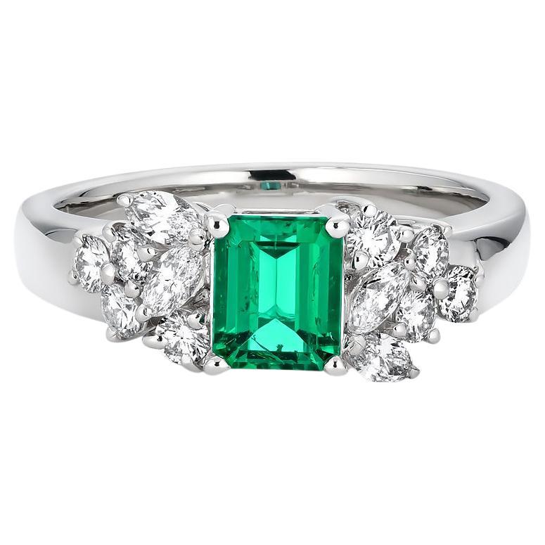 GRS Certified 0.54 Ct "Muzo Green" Colombian Emerald Ring