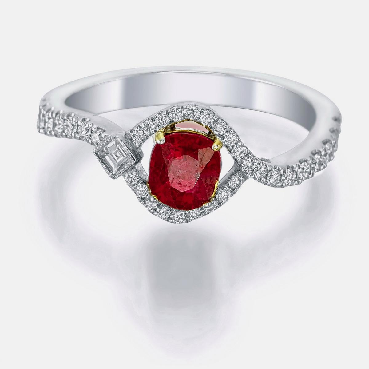Este anillo, una creación de Rewa Jewelry, contiene un rubí de 0,61 quilates, certificado como 