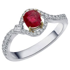 Anillo de rubí de sangre de paloma birmana en oro de 18 quilates, certificado GRS, de 0,61 quilates, sin tratamiento térmico