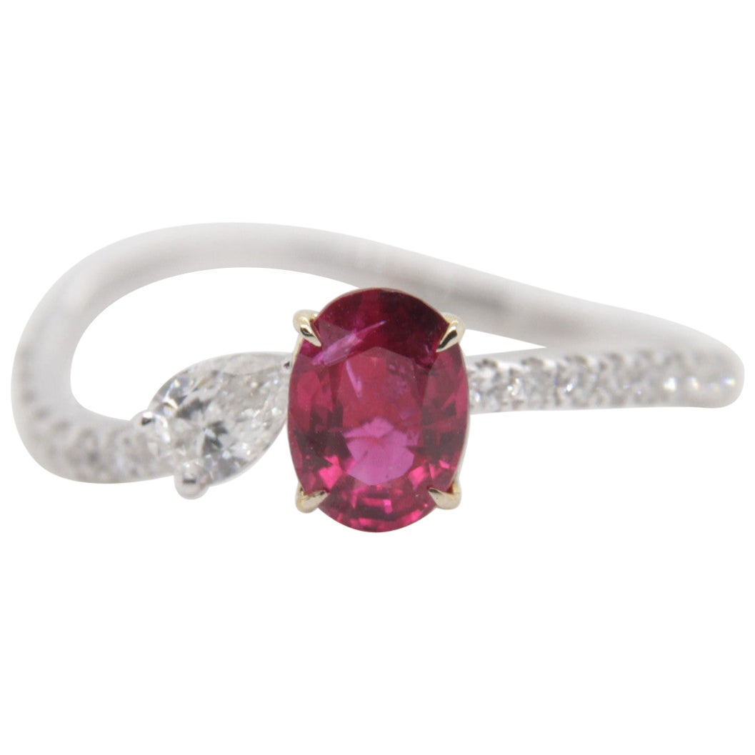 Bague sang de pigeon en or 18 carats avec rubis birman certifié GRS de 0,70 carat, sans chaleur