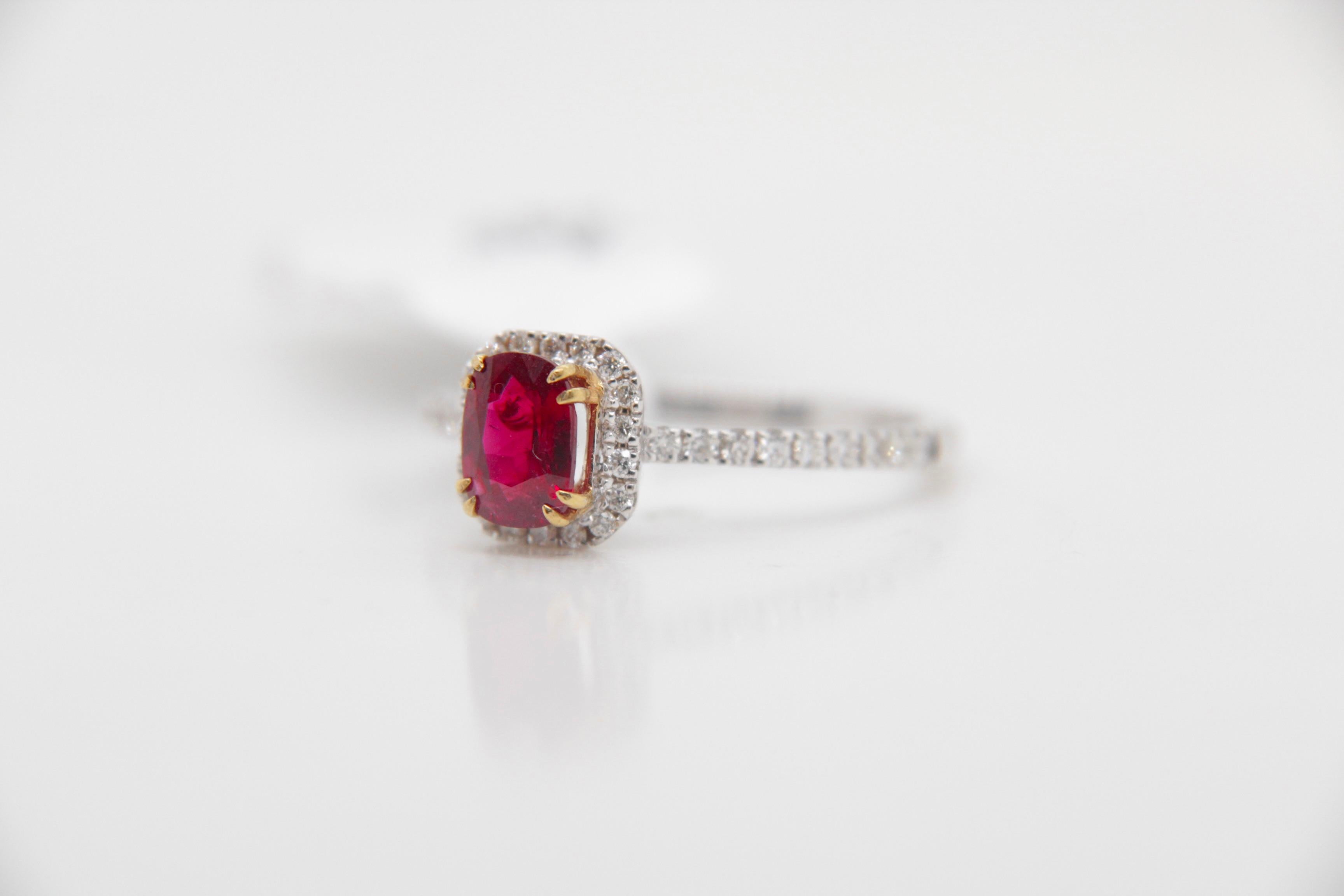 Introducing an exquisite creation from Rewa Jewelry, this ruby and diamond ring effortlessly combines contemporary style with timeless sophistication—a piece designed to be both a statement and a symbol.

Crafted with inspiration drawn from