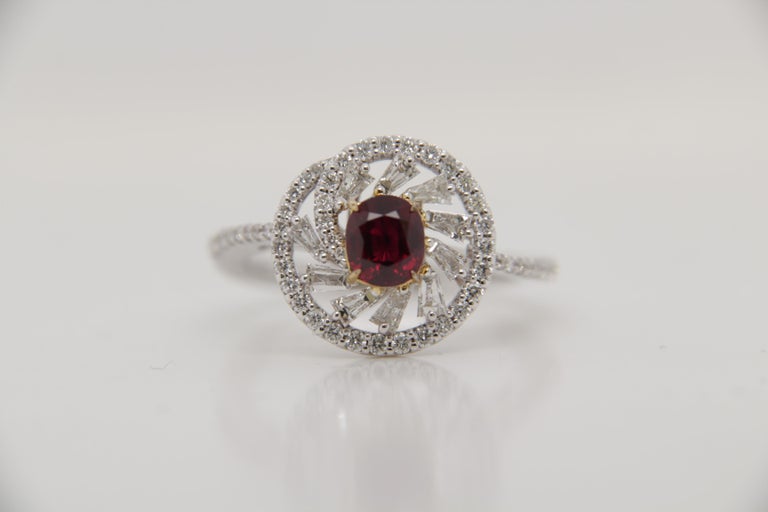GRS Certified 0.81 Carat Burmese Ruby No Heat Pigeon Blood Ring in 18K ...