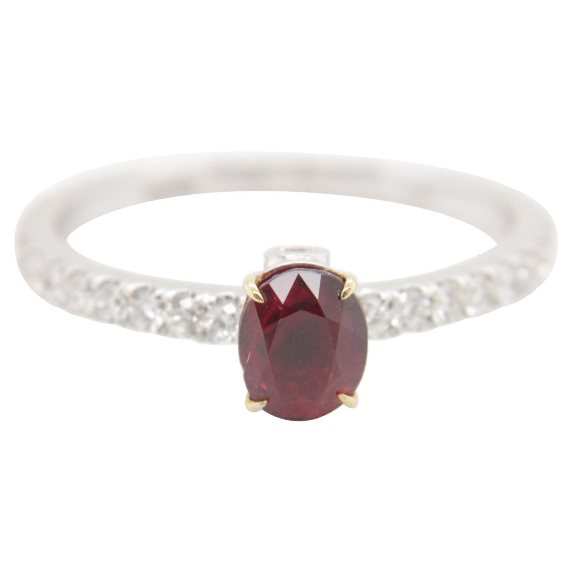 Bague en or 18 carats avec rubis birman de 0,87 carat certifié GRS, sans chaleur, couleur sang de pigeon