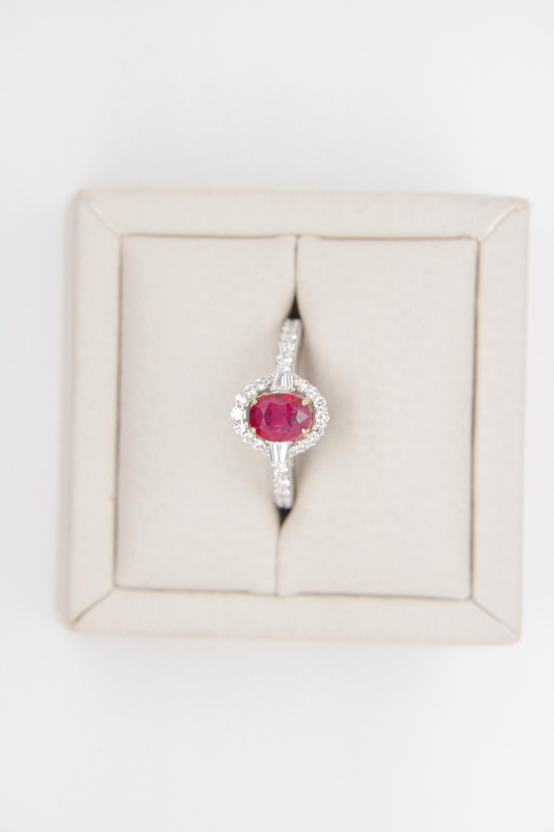 Introducing a timeless treasure from Rewa: a captivating ruby and diamond ring designed for effortless everyday elegance. Crafted with a minimalist and modern aesthetic, this piece seamlessly transitions from boardroom to brunch, adding a touch of