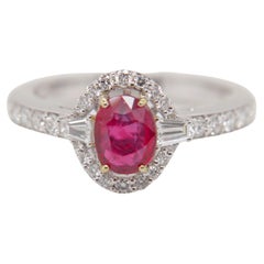 Anillo de sangre de paloma con rubí birmano certificado GRS de 0,95 quilates sin calor en oro de 18 quilates