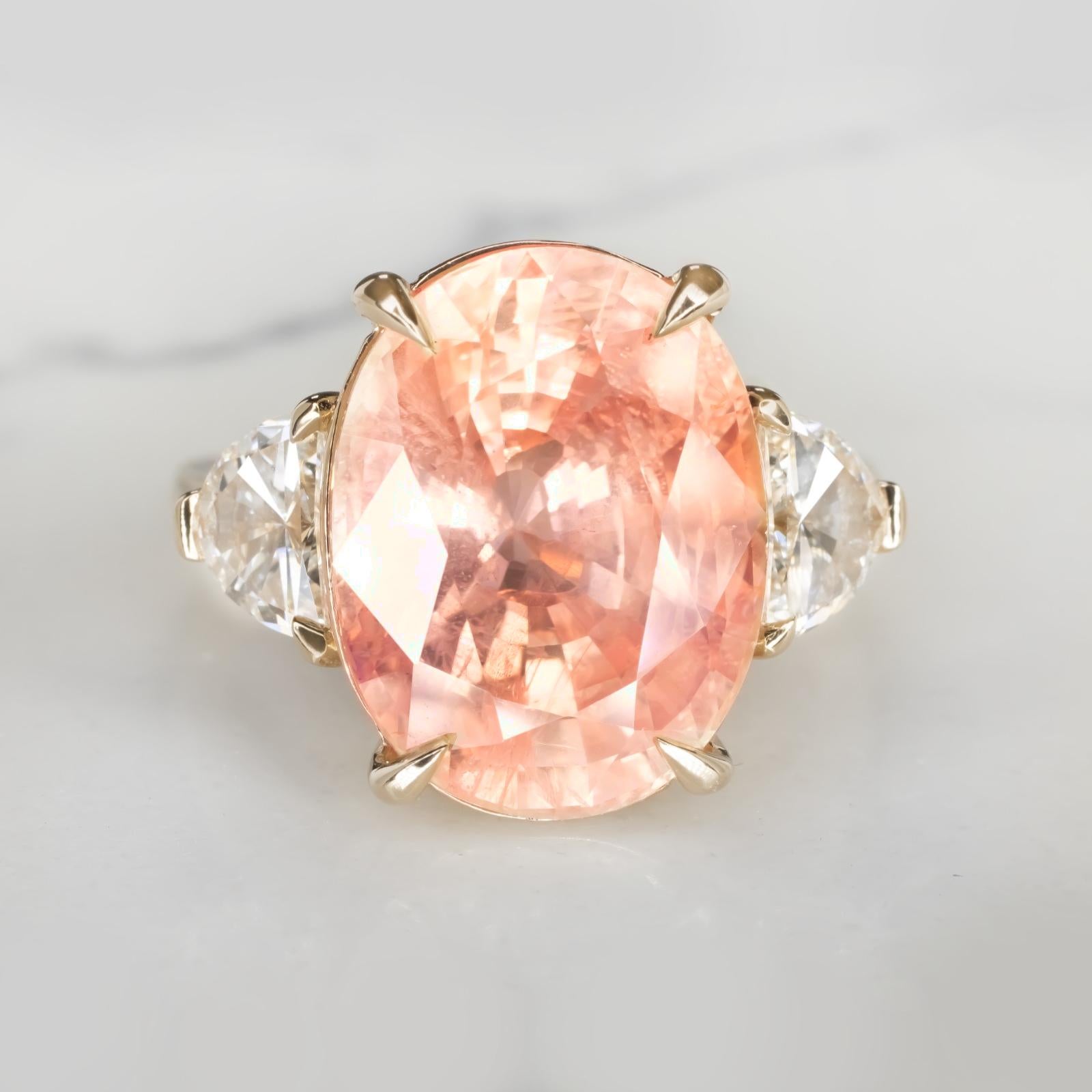 GRS-zertifizierter 10 Karat natürlicher Padparadscha-Saphir-Ring aus 18 Karat Roségold (Zeitgenössisch) im Angebot