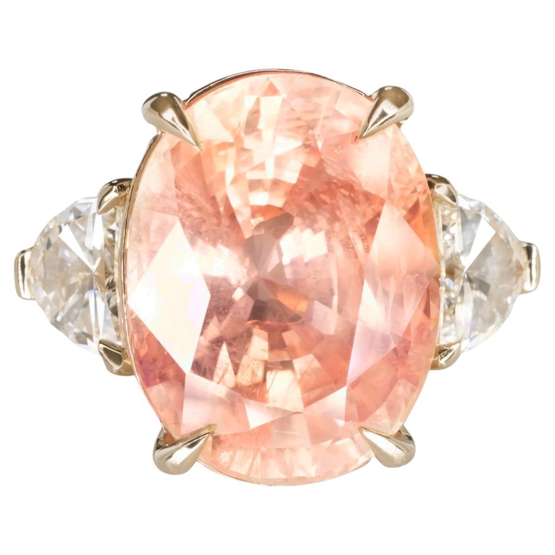 Anillo de zafiro Padparadscha natural de 10 quilates certificado GRS en oro rosa de 18 quilates