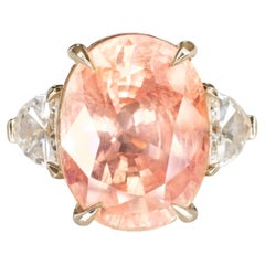 Anillo de zafiro Padparadscha natural de 10 quilates certificado GRS en oro rosa de 18 quilates