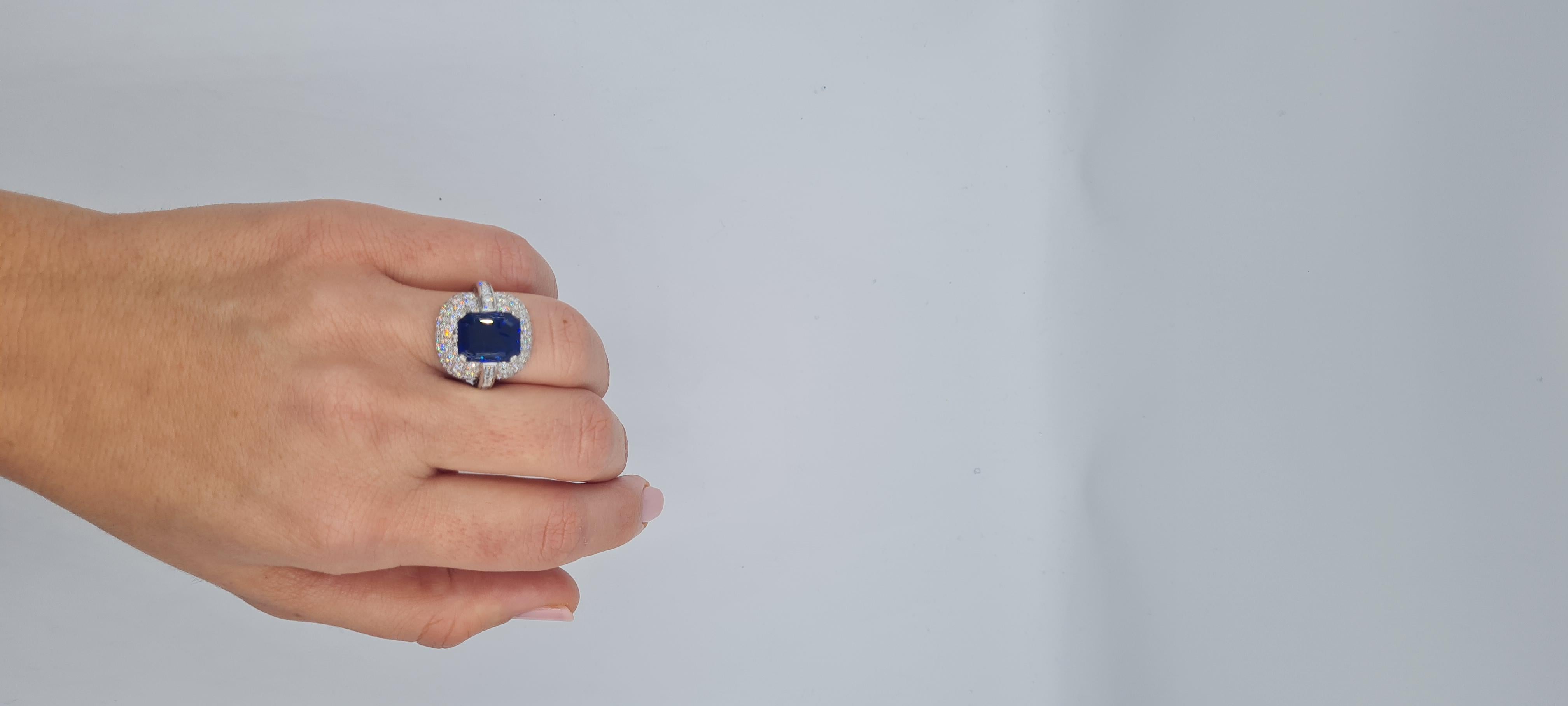 GRS Certified 10 Carat No Heat Blue Sapphire Ring For Sale 2