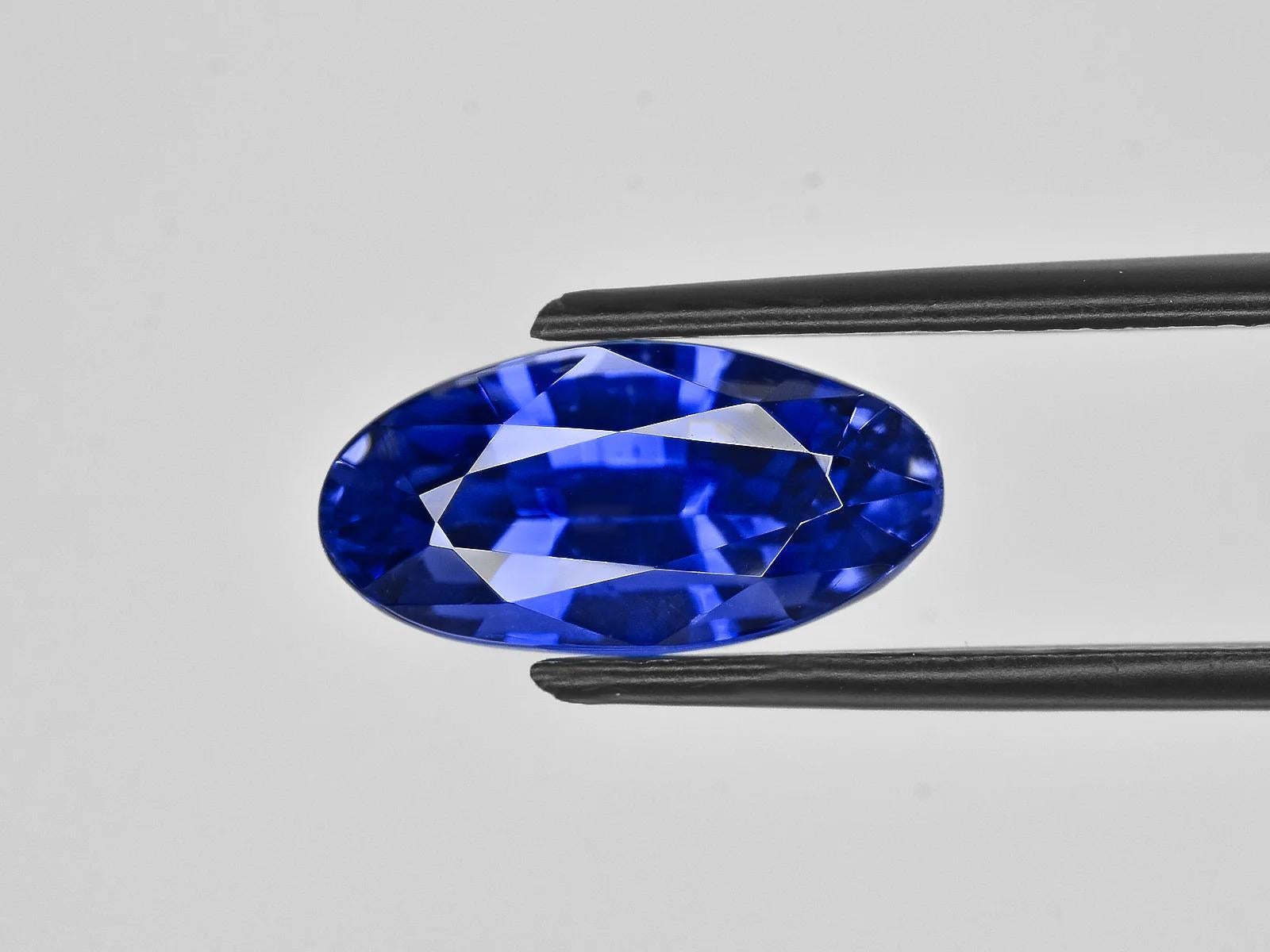 Moderne Bague en diamant certifié GRS 10 Carat NO HEAT BIRMANIE saphir bleu taille coussin en vente