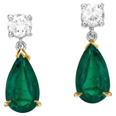 Pendientes de diamantes esmeralda SIN ACEITE, talla pera, 10 quilates, certificados GRS