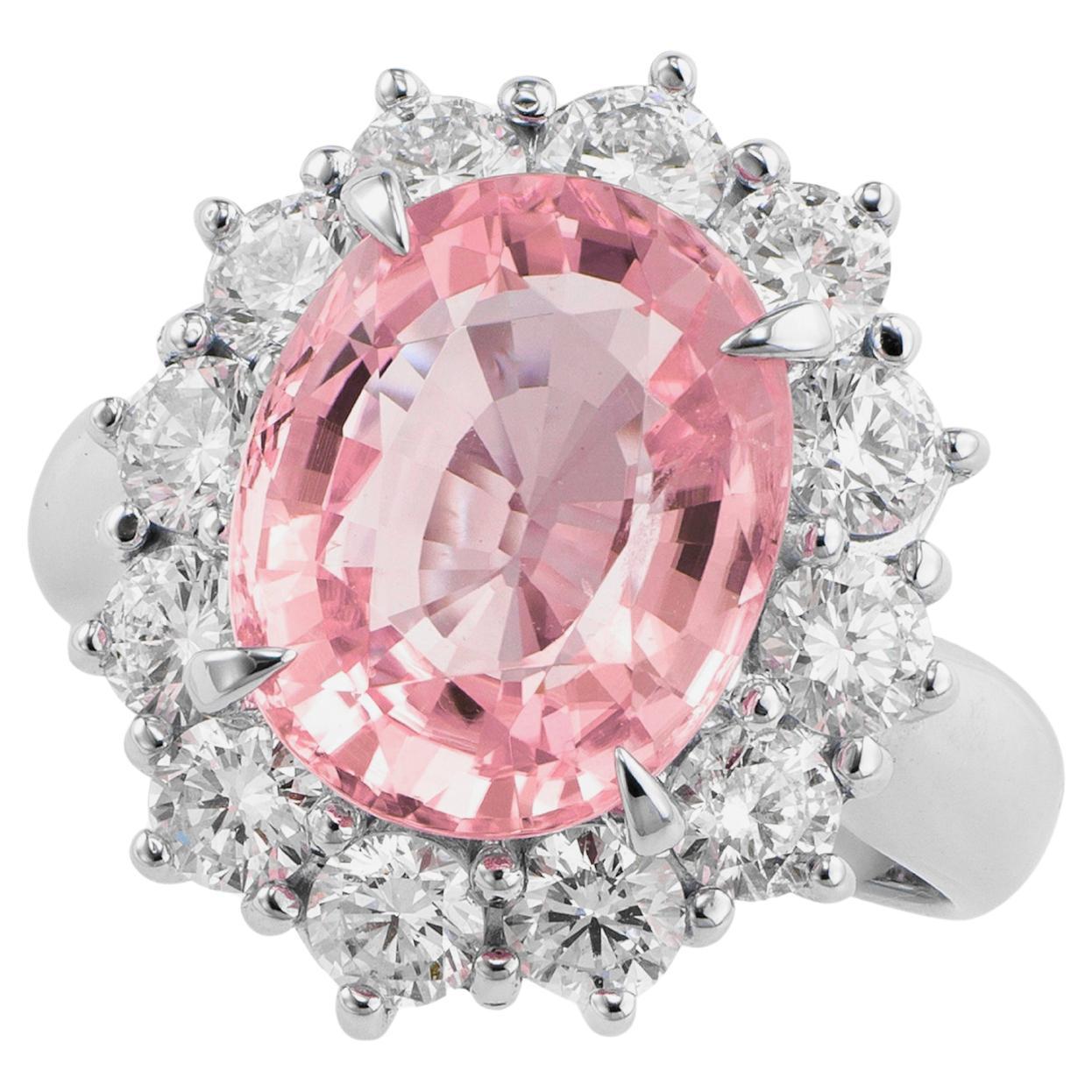 GRS Certified 10 Carat unheated padparadscha sapphire ring