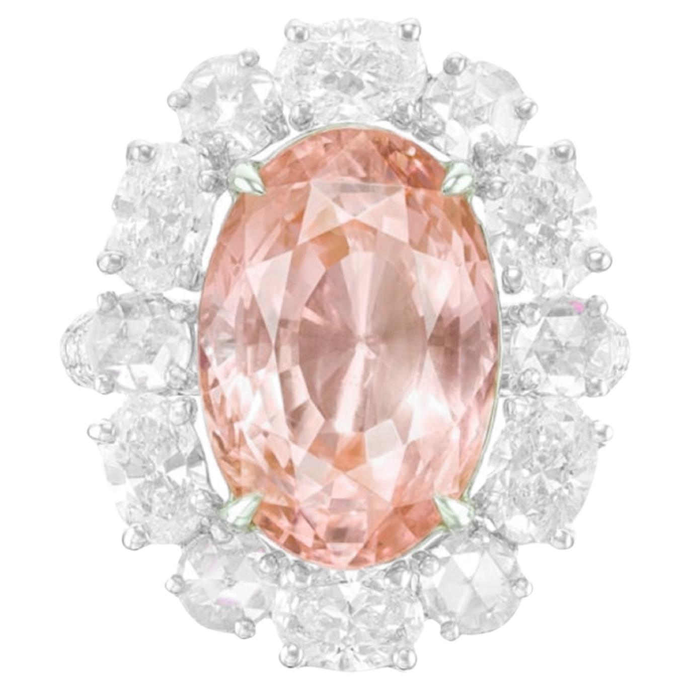 GRS Certified 10 Carat Untreated Pinkish Orange Padparadscha Sapphire Ring