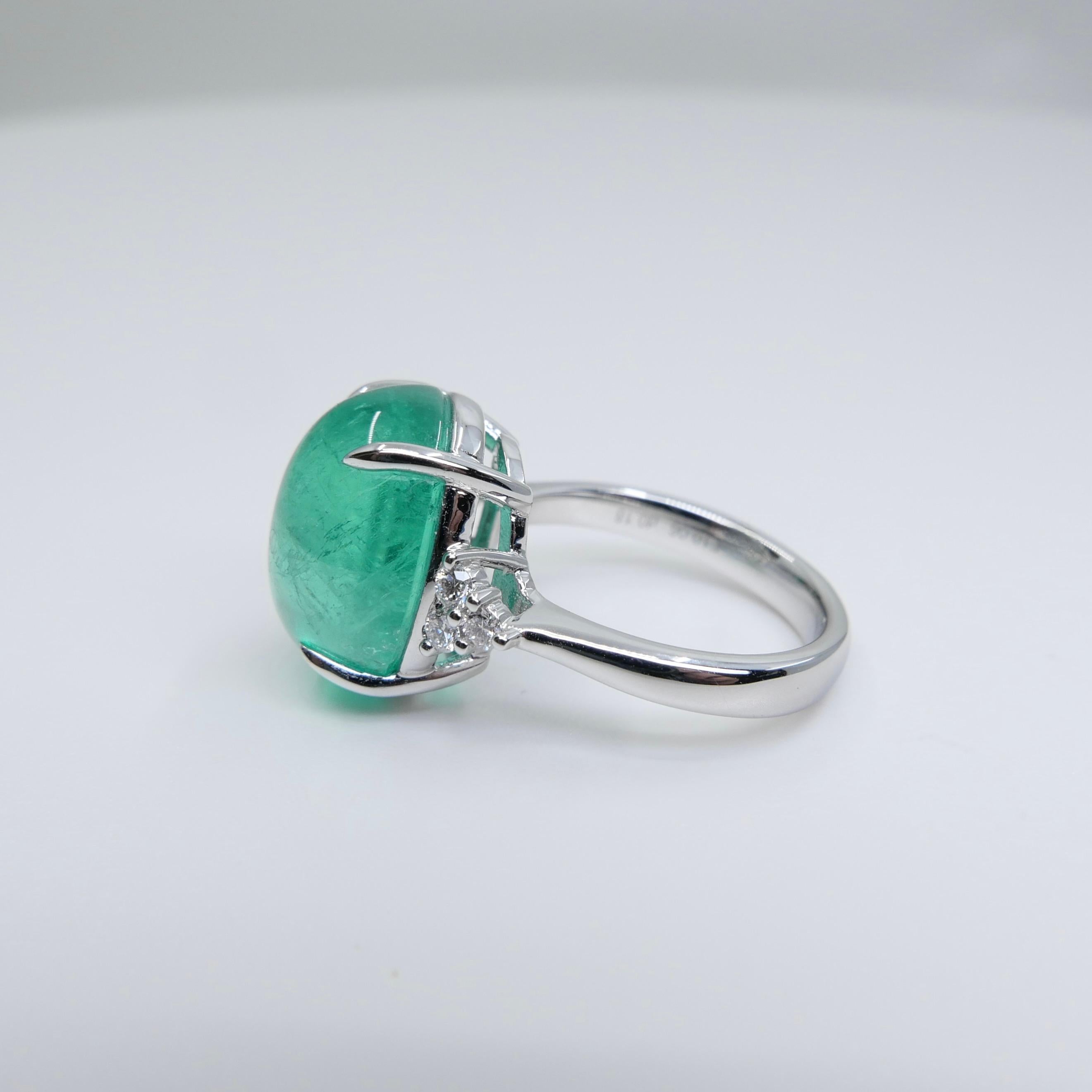 GRS Certified 10.06 Cts Columbian Minor Emerald Ring. Large Statement Ring For Sale 5