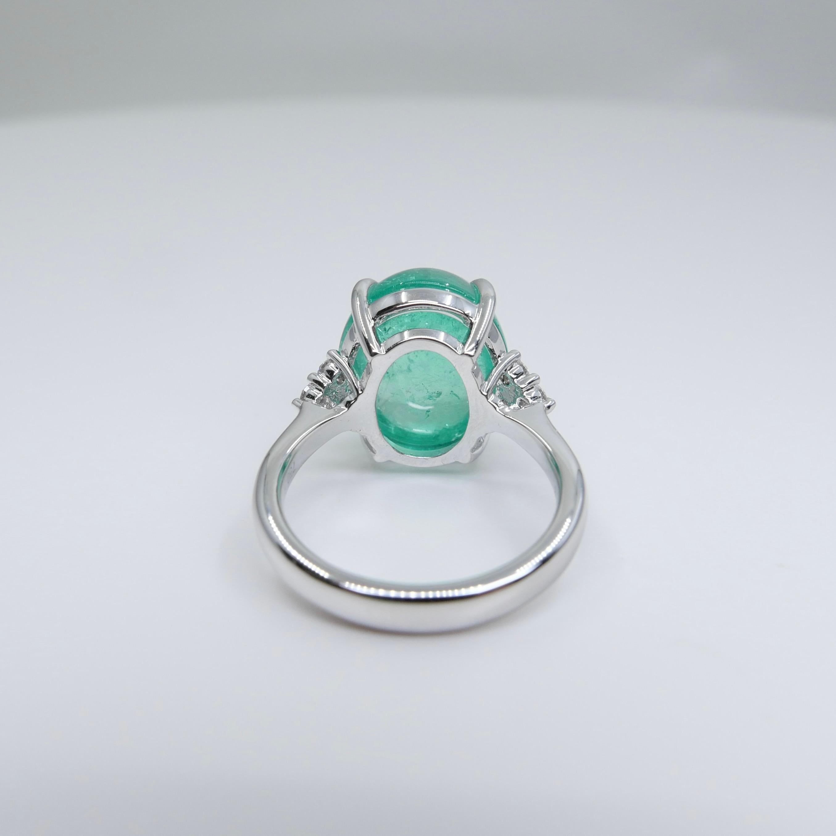 GRS Certified 10.06 Cts Columbian Minor Emerald Ring. Large Statement Ring For Sale 6