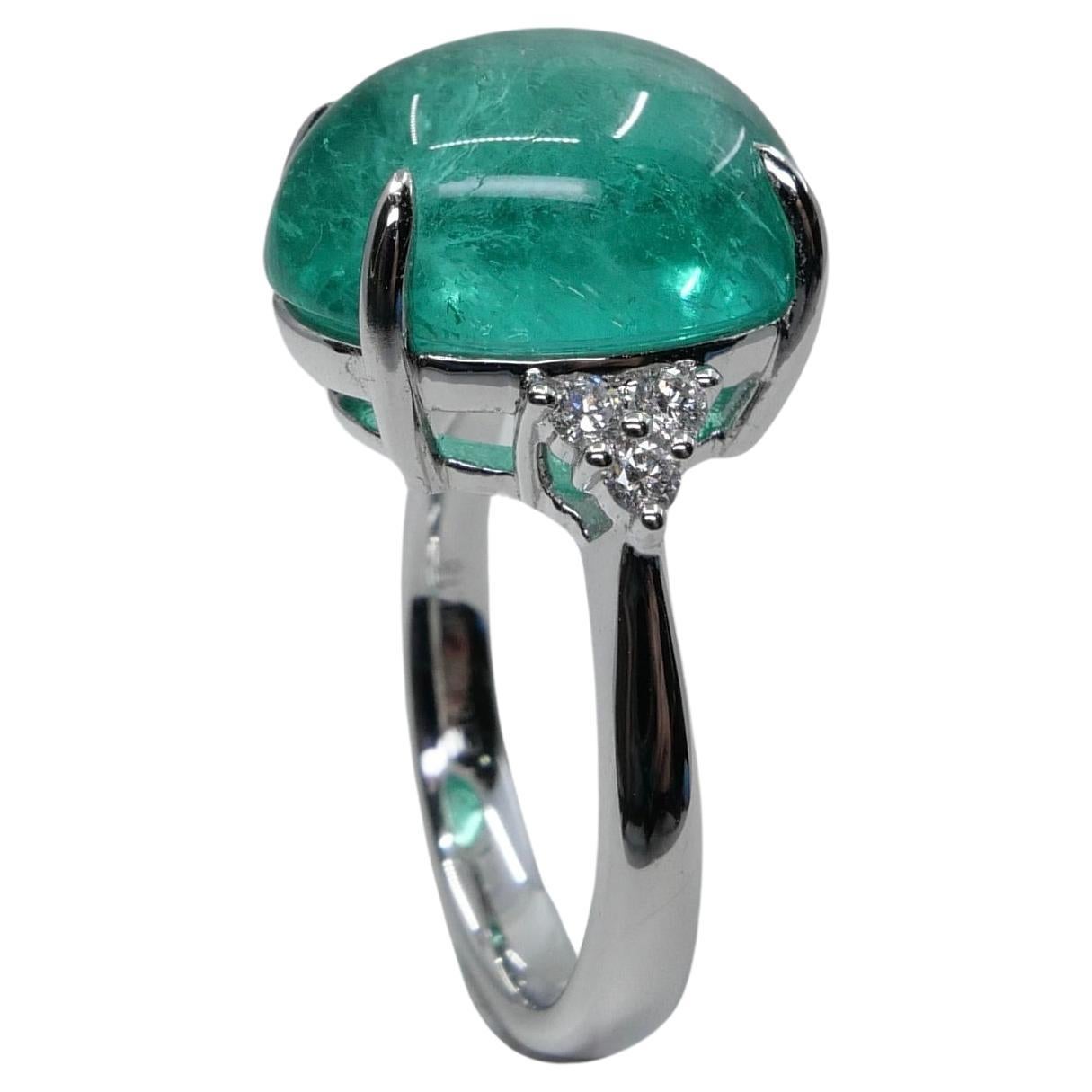 GRS Certified 10.06 Cts Columbian Minor Emerald Ring. Large Statement Ring For Sale 9