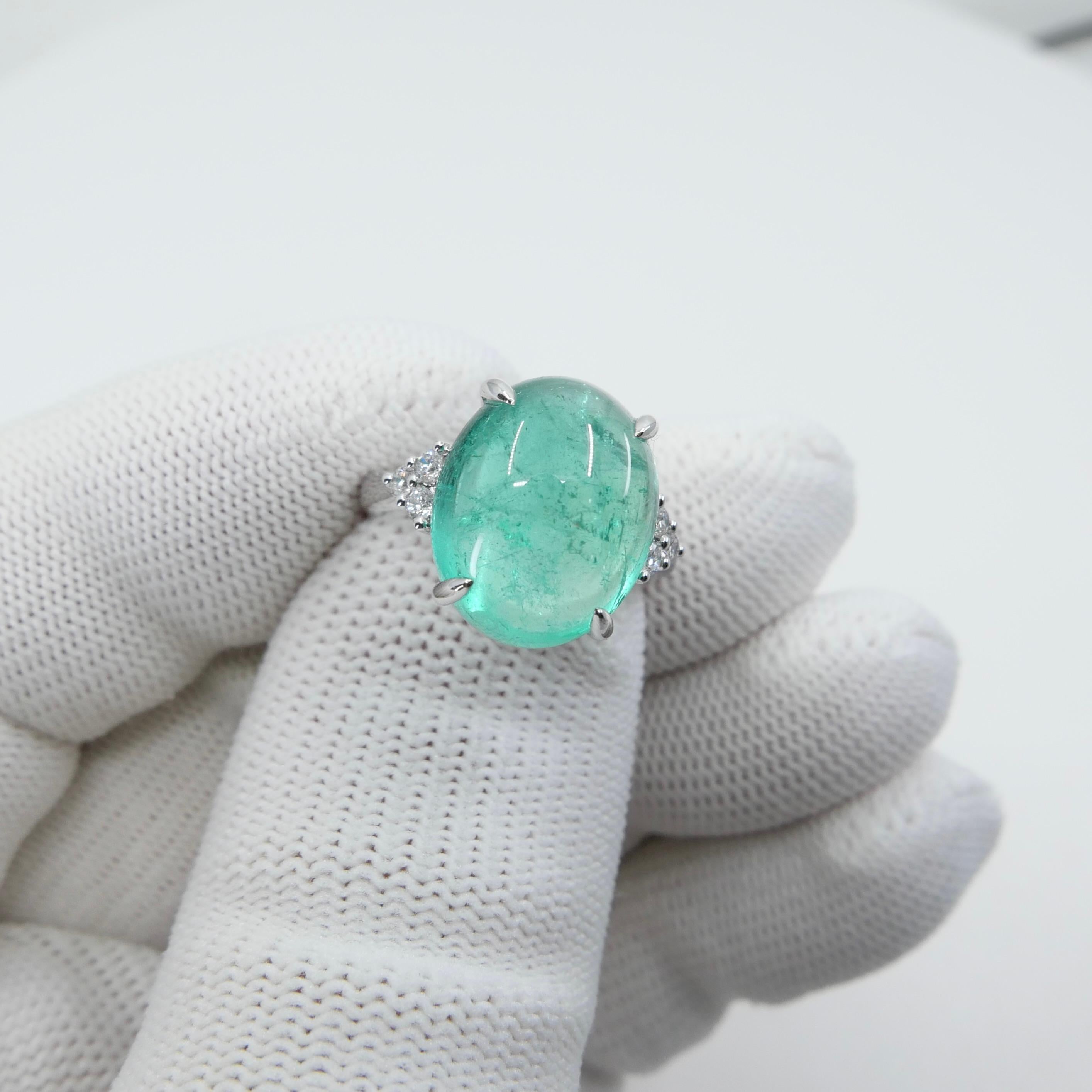 GRS Certified 10.06 Cts Columbian Minor Emerald Ring. Large Statement Ring For Sale 12