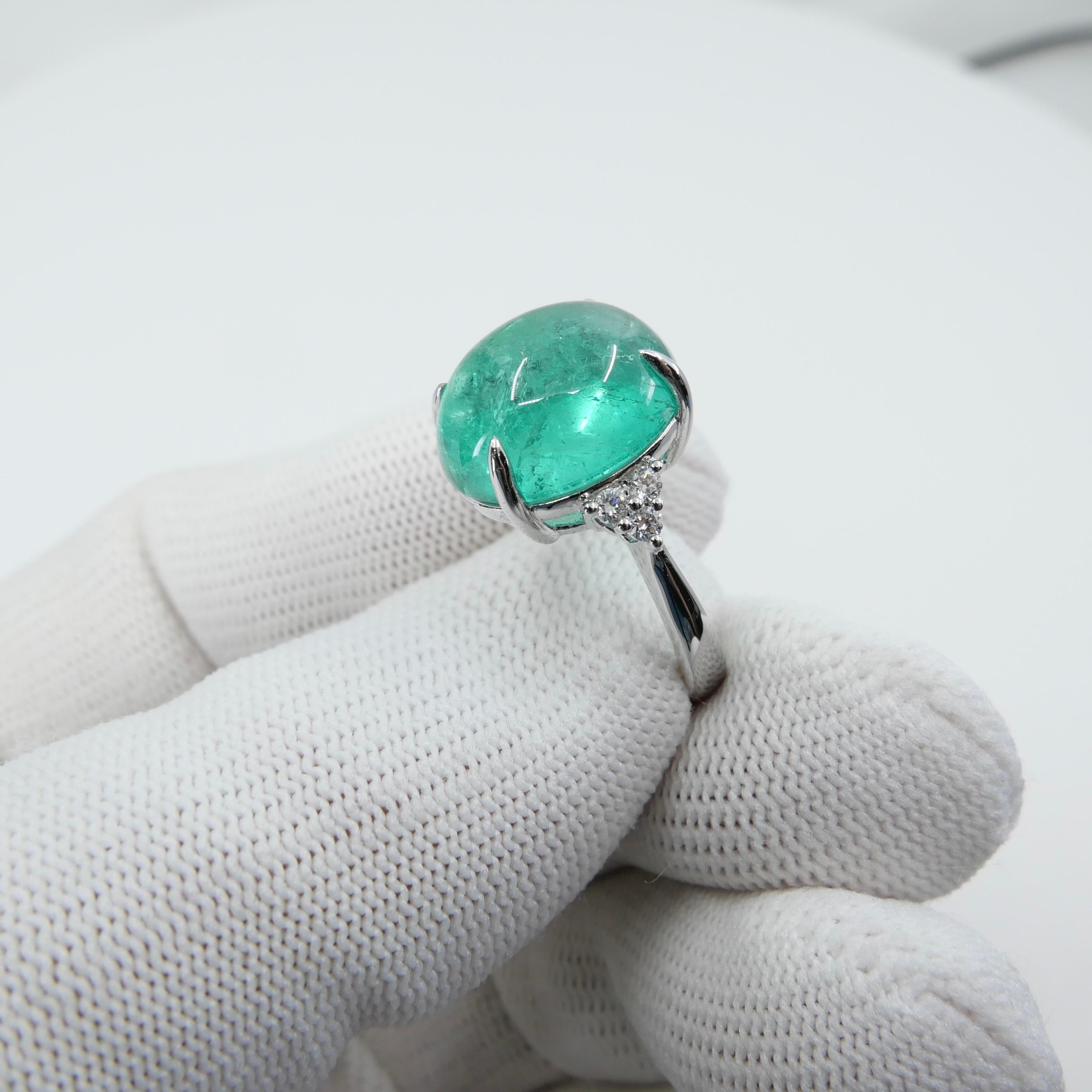 GRS Certified 10.06 Cts Columbian Minor Emerald Ring. Large Statement Ring For Sale 13
