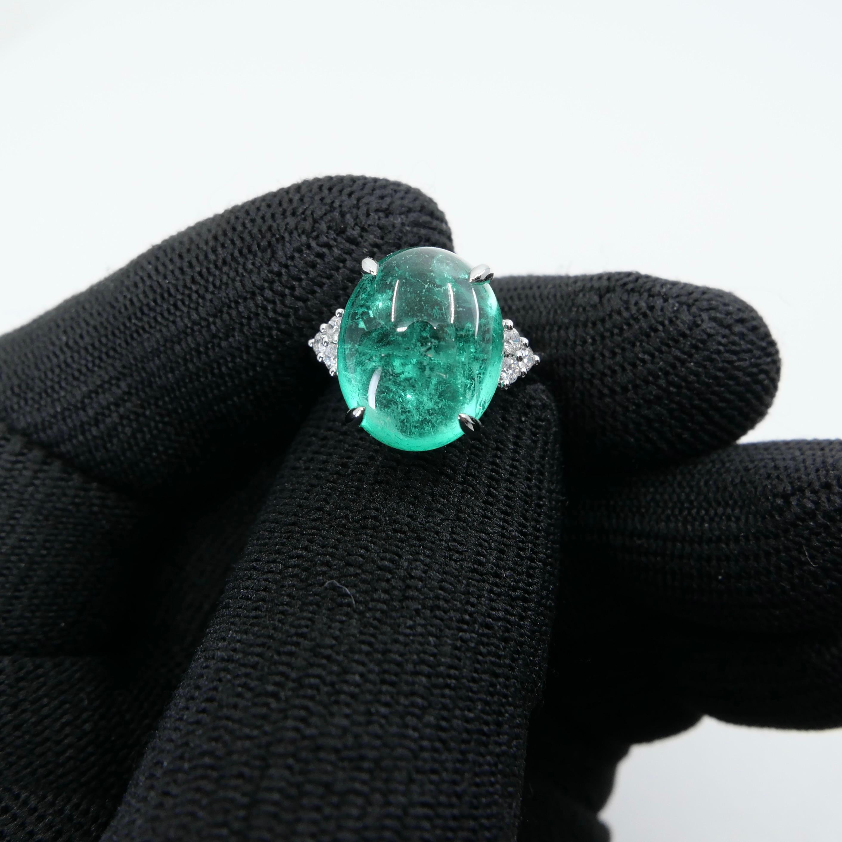 GRS Certified 10.06 Cts Columbian Minor Emerald Ring. Large Statement Ring For Sale 14