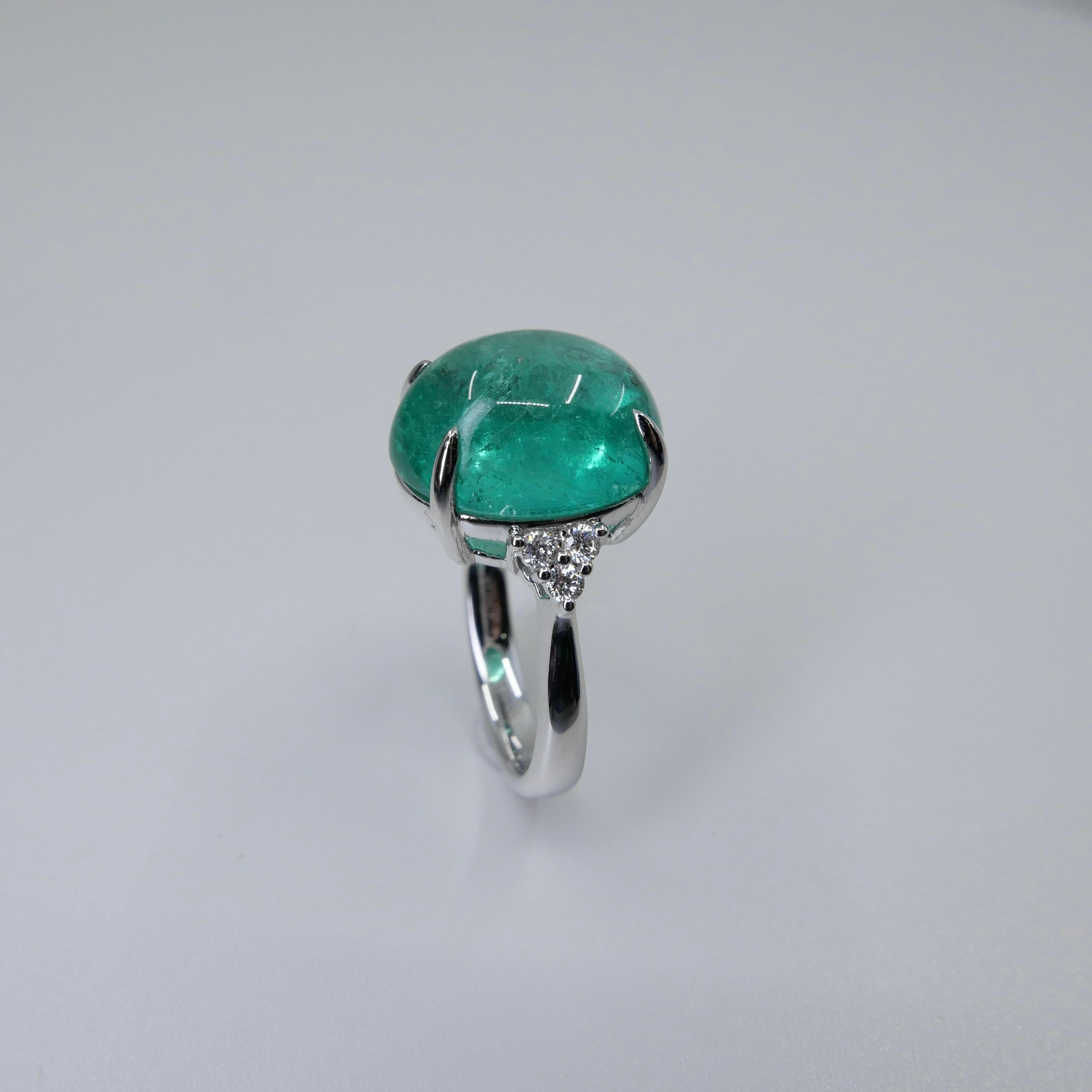 Women's GRS Certified 10.06 Cts Columbian Minor Emerald Ring. Large Statement Ring For Sale