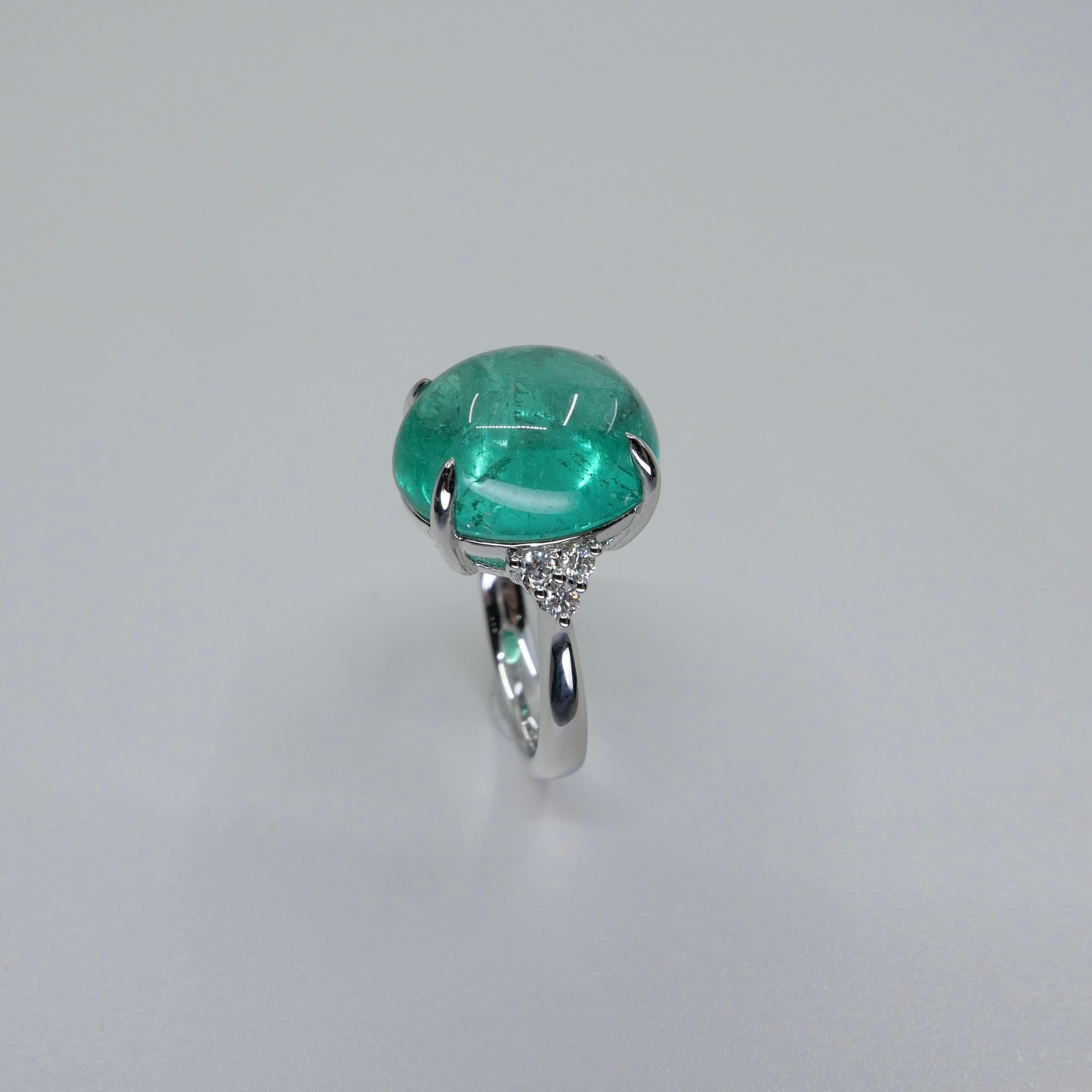 GRS Certified 10.06 Cts Columbian Minor Emerald Ring. Large Statement Ring For Sale 1