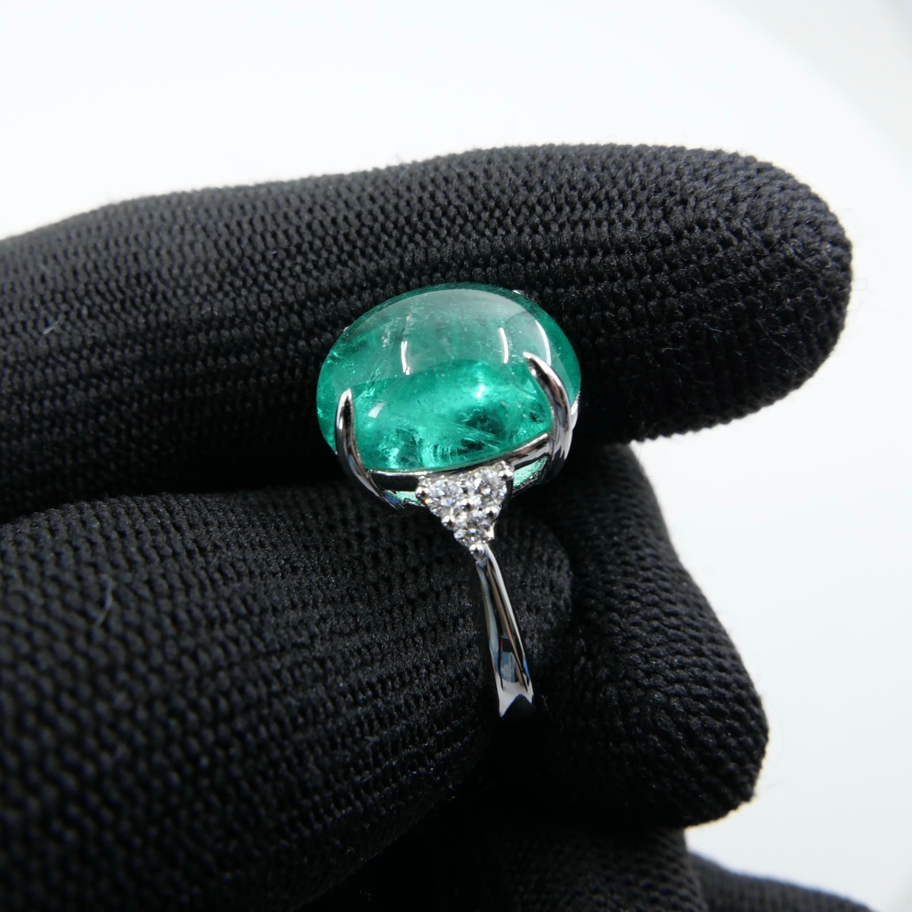 GRS Certified 10.06 Cts Columbian Minor Emerald Ring. Large Statement Ring For Sale 2