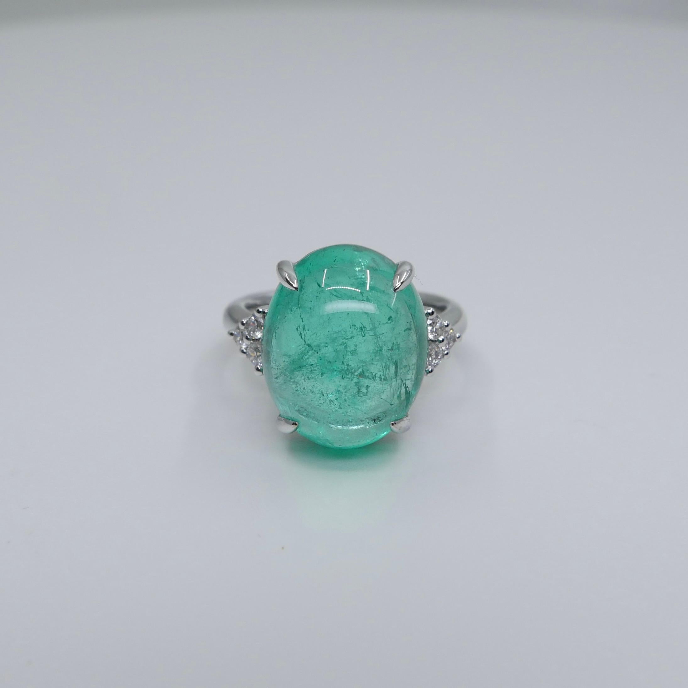 GRS Certified 10.06 Cts Columbian Minor Emerald Ring. Large Statement Ring For Sale 3