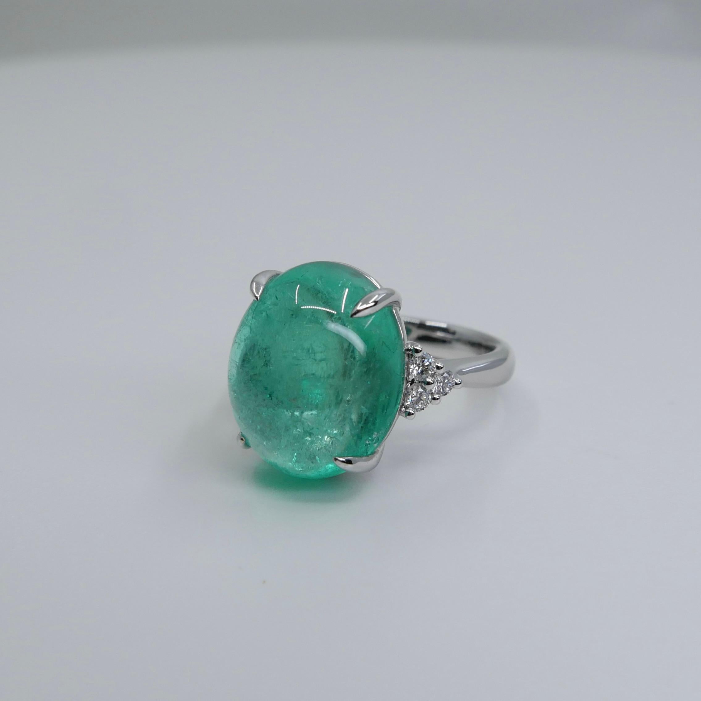 GRS Certified 10.06 Cts Columbian Minor Emerald Ring. Large Statement Ring For Sale 4
