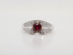 GRS Certified 1.01 Carat Burmese Pigeon Blood Ruby and Diamond 18K Gold Ring