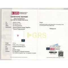 Natural Unheated Orange Padparadscha Sapphire Stone 1.01 carats with GRS Report