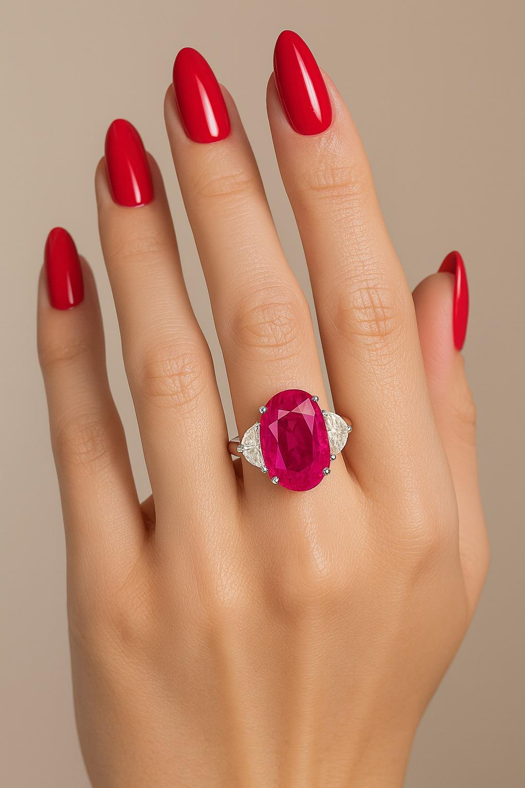 GRS-zertifizierter 10,25 Karat Burma-Rubin und Diamant-Platinring Damen im Angebot