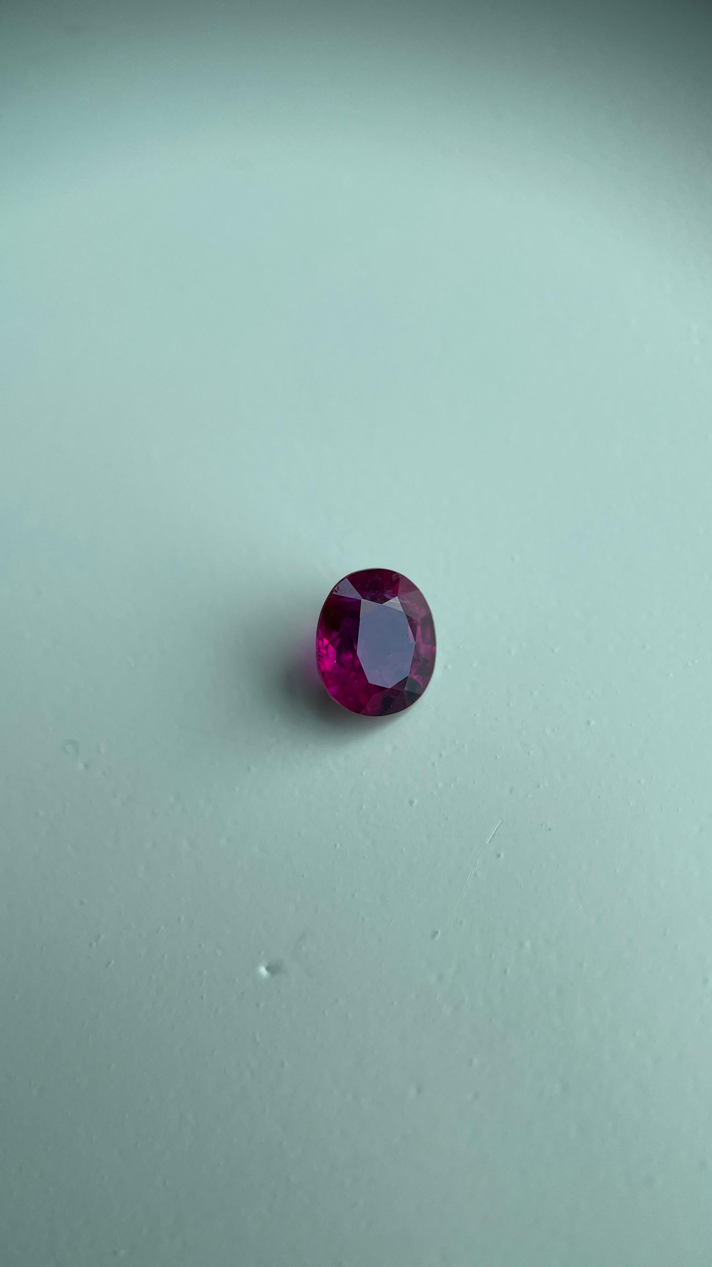 GRS certified 1.02Ct Burmese Unheated Ruby-Red (6.38 x 5.52 x 3.35mm) 3