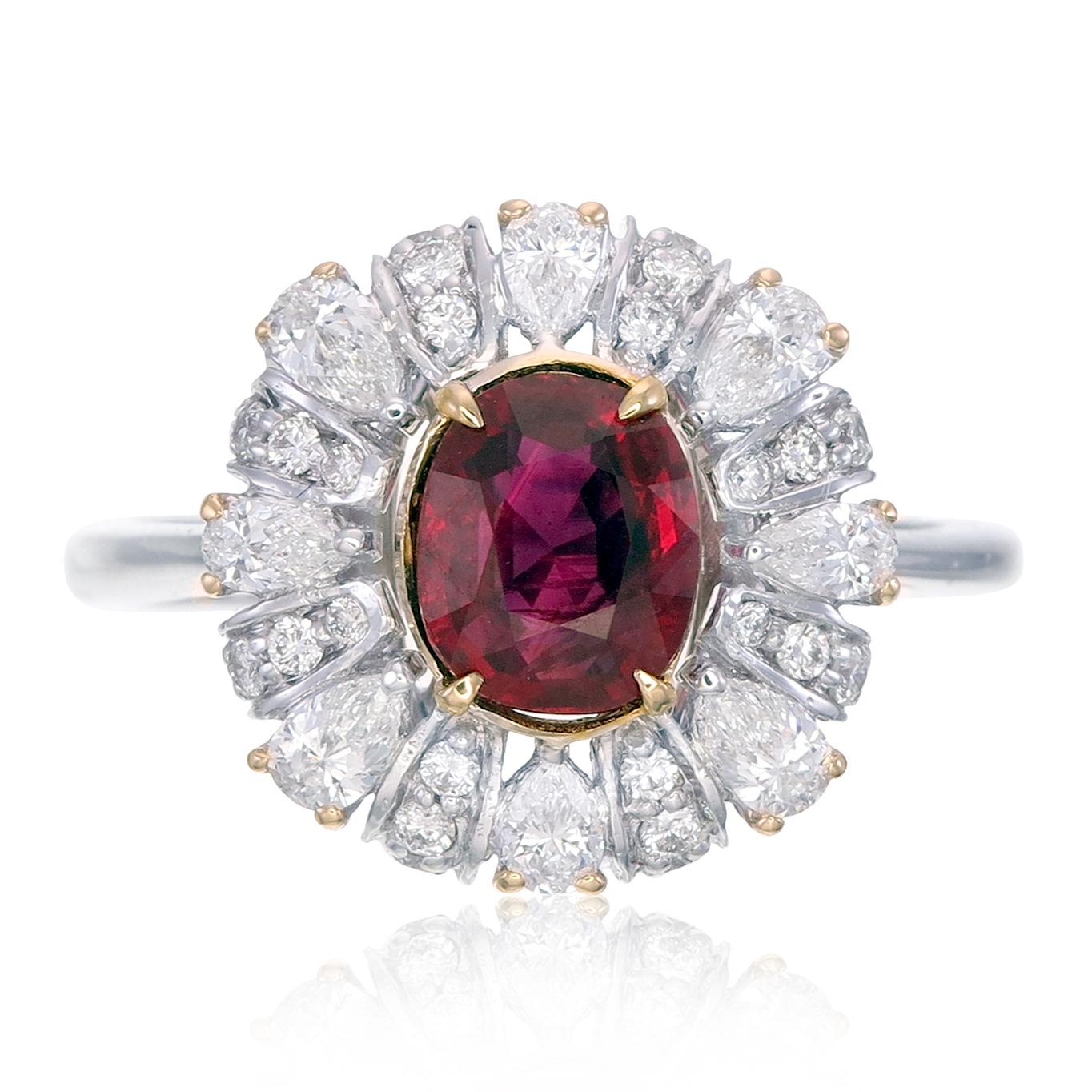 GRS-zertifizierter 1,04 Karat burmesischer Rubin Ring mit unbehandeltem Taubenblut in 18 Karat Gold () 2