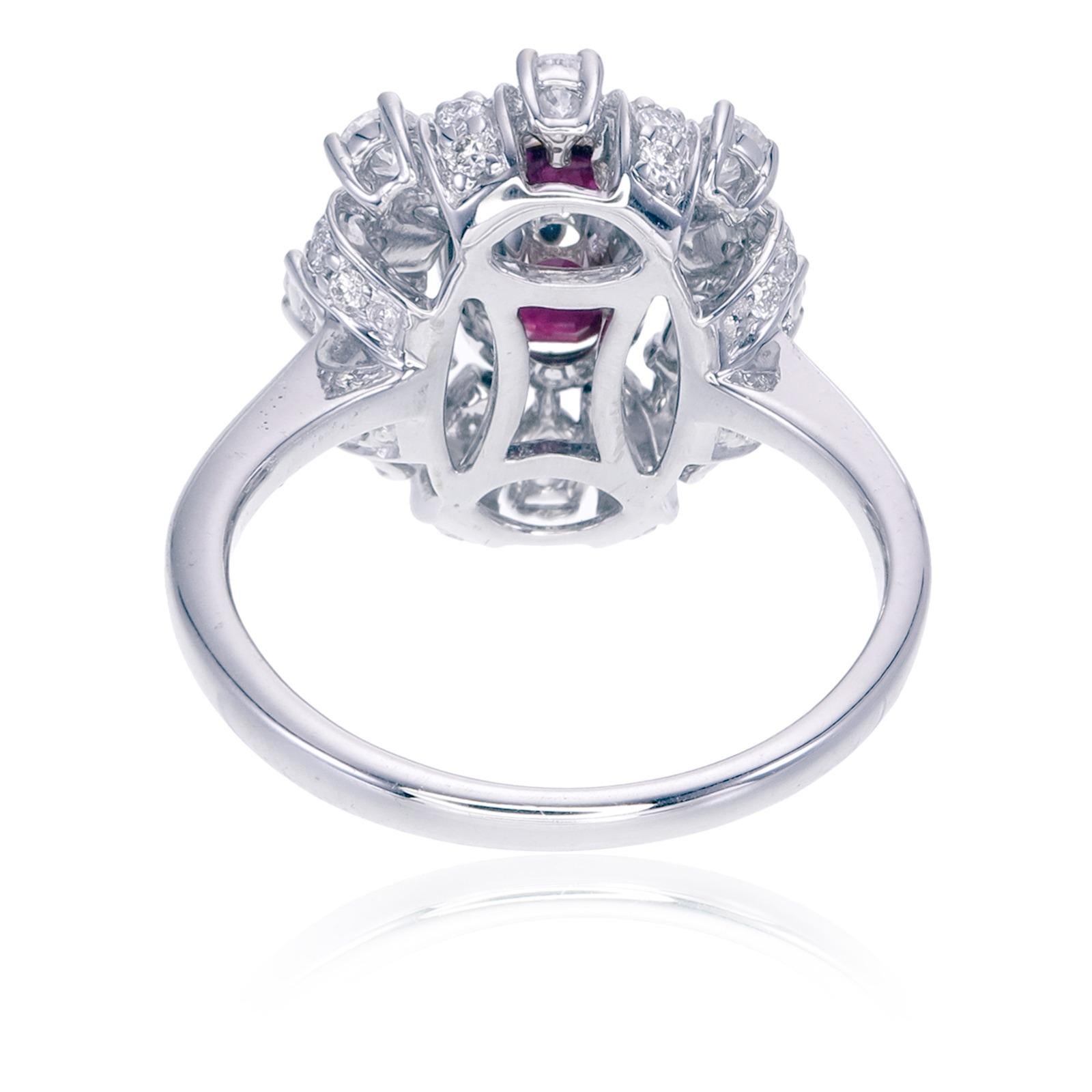 GRS-zertifizierter 1,04 Karat burmesischer Rubin Ring mit unbehandeltem Taubenblut in 18 Karat Gold () 3