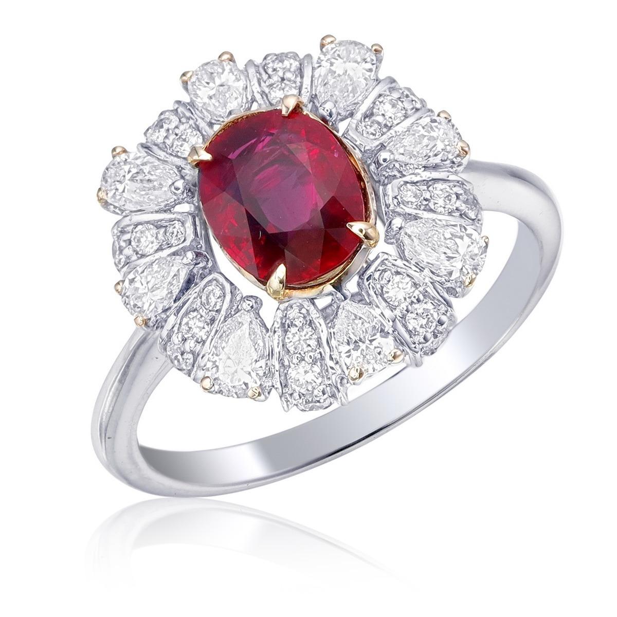 GRS-zertifizierter 1,04 Karat burmesischer Rubin Ring mit unbehandeltem Taubenblut in 18 Karat Gold () 4