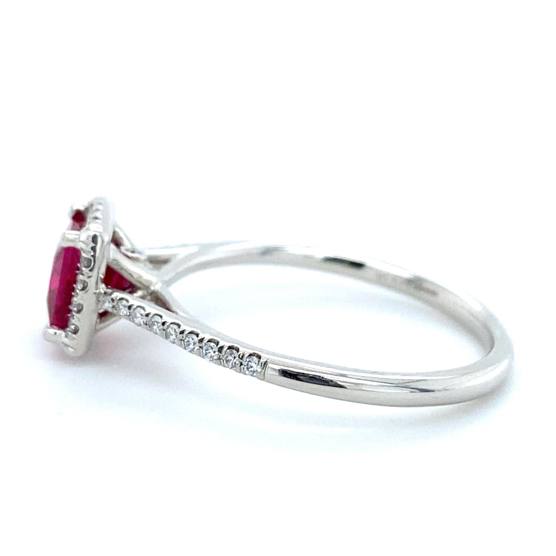 Mixed Cut GRS Certified 1.04 Carats Ruby Diamonds set in Platinum Ring For Sale