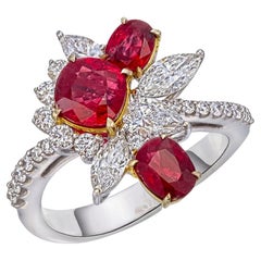 GRS Certified 1.05 Carat Burmese Ruby No Heat Pigeon Blood Ring in 18K Gold
