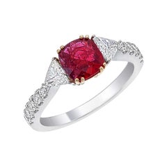 GRS Certified 1.07 Carat Burmese Ruby Diamond No Heat Pigeon Blood Ring in Gold