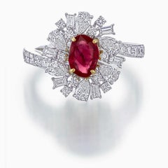 GRS Certified 1.07 Carat No Heat Burmese Pigeon Blood Ruby Ring in 18K Gold