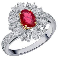 Anillo de rubí de sangre de paloma birmana en oro de 18 quilates, certificado GRS, de 1,07 quilates sin calor
