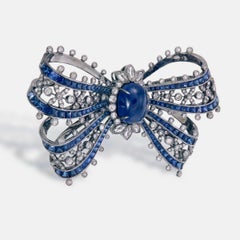 Broche de zafiro azul de Birmania certificado GRS de 10,85 quilates en oro blanco de 18 quilates