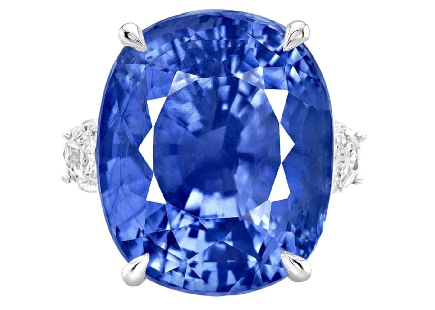 Taille coussin GRS Certified 11 Carat Ceylon Cushion Sapphire UNHEATED Diamond Ring (bague à diamant non chauffée) en vente