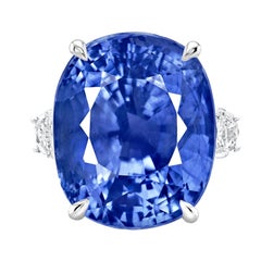 GRS Certified 11 Carat Ceylon Cushion Sapphire UNHEATED Diamond Ring