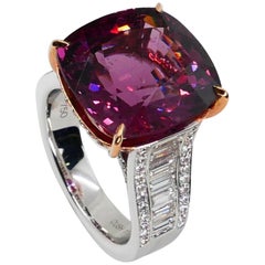 GRS Certified 11.07 Carat Spinel and Diamond Ring, Pinkish Purple, Burma No Heat