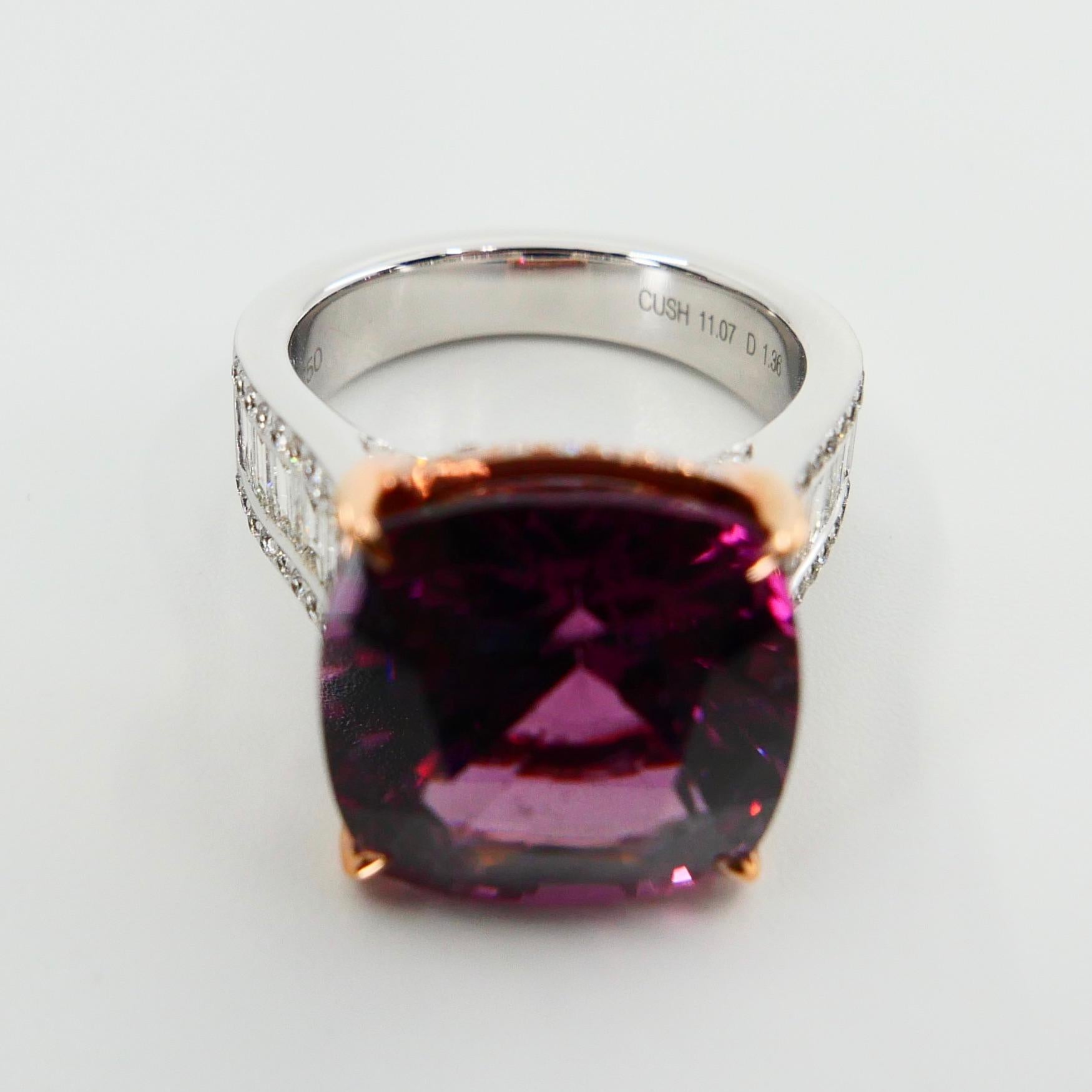 GRS Certified 11.07 Carat Spinel and Diamond Ring, Pinkish Purple, Burma No Heat 5