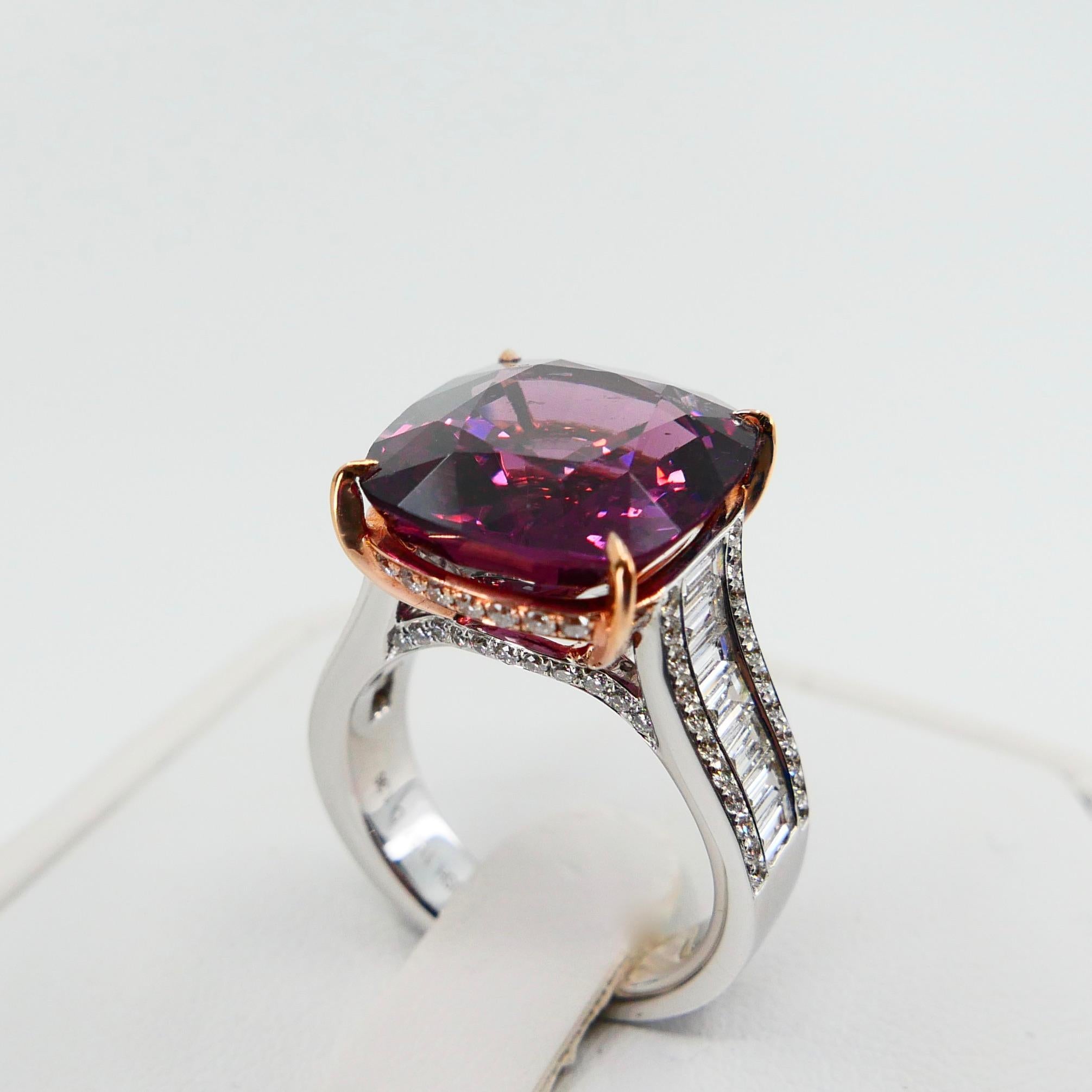 GRS Certified 11.07 Carat Spinel and Diamond Ring, Pinkish Purple, Burma No Heat 10